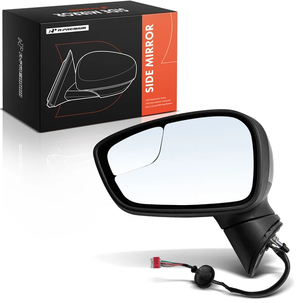 2011-2013 Ford Fiesta Left Driver Side Mirror Assembly, Powered, with Heated, Smooth Black A-Premium APMI3328TW