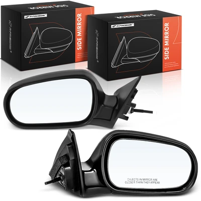2 Pcs Manual Mirror with Manual Folding Smooth Black