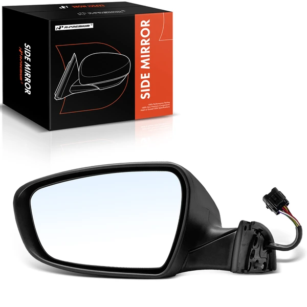 Left Driver Side Mirror, with Heating, Power Adjustment, Power Folding, Smooth Black A-Premium APMI904TW