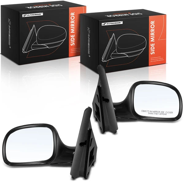 1996-2000 Dodge Caravan Driver & Passenger Mirror, Manual Adjustment, Manual Folding, Smooth Black A-Premium APMI1807