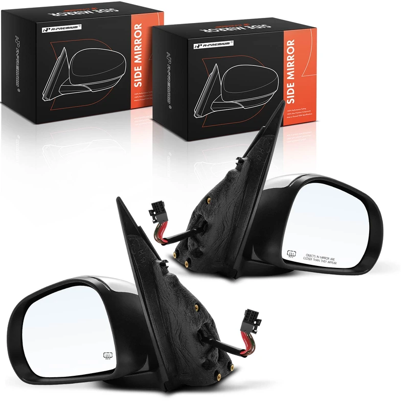 2-Pc Chrome Mirror, Driver & Passenger, Manual, Yes (Also fits Non-Heated) Heated, A-Premium APMI2219TW