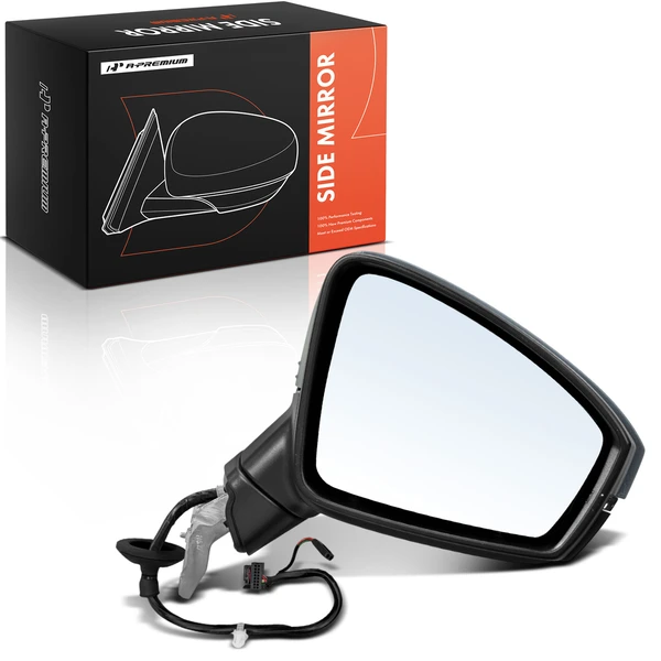 Right Passenger Side Mirror Assembly, with Heating, Power Adjustment, Power Folding, Gray A-Premium APMI3350TW