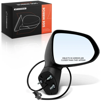 Passenger Power Mirror with Manual Folding Smooth Black