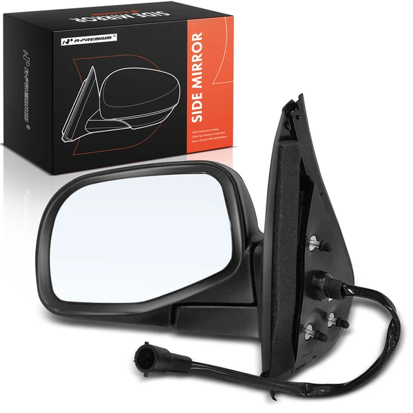 Left Driver Side Mirror, Powered, Smooth Black A-Premium APMI1816
