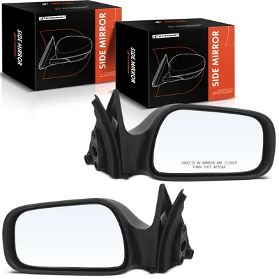 2 Pcs Driver & Passenger Black Mirror with Manual Glass Adjust