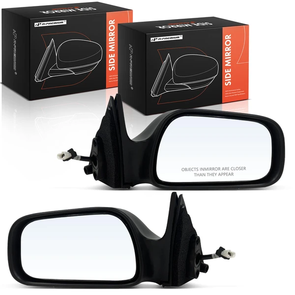 Driver & Passenger Mirror, Power Adjustment, Manual Folding, Primed Black A-Premium APMI1824