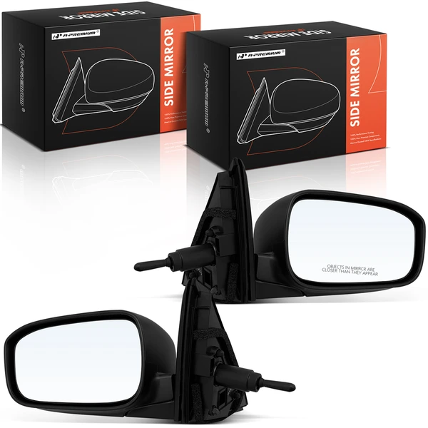 2003-2007 Honda Accord Driver & Passenger Mirror, Manual Adjustment, Manual Folding, Smooth Black A-Premium APMI2221TW