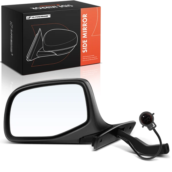 Left Driver Side Mirror, Power Adjustment, Manual Folding, Primed Black A-Premium APMI1829
