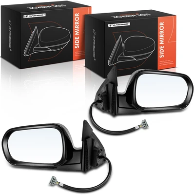 2 Pcs Driver & Passenger Smooth Black Mirror with Power Glass Adjust
