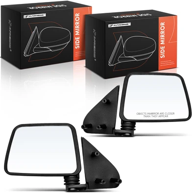 2 Pcs Driver & Passenger Black Mirror with Manual Glass Adjust