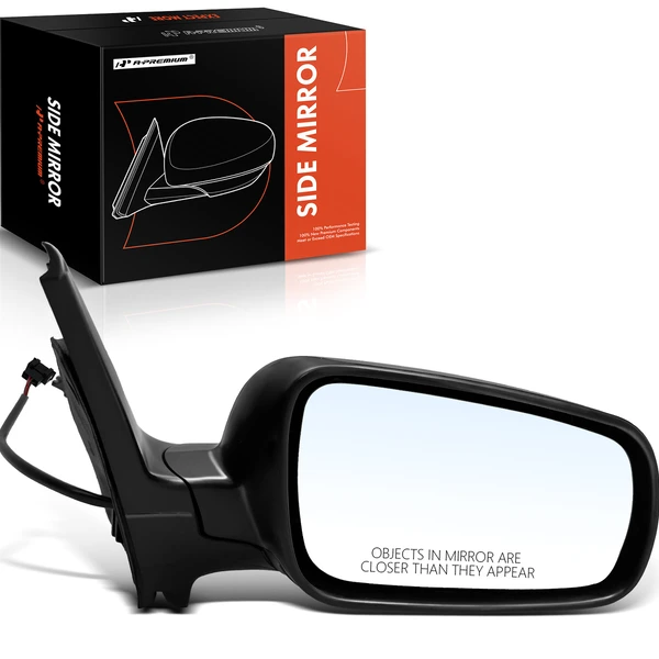 Right Passenger Side Mirror, with Heating, Power Adjustment, Manual Folding, Textured Black A-Premium APMI494
