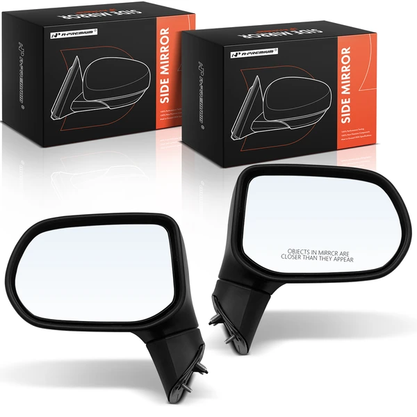 Driver & Passenger Mirror, Manual Adjustment, Manual Folding, Textured Black A-Premium APMI2235TW