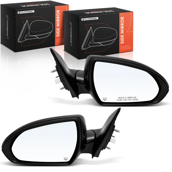 Driver & Passenger Mirror, with Heating, Power Adjustment, Manual Folding, Smooth Black A-Premium APMI2237TW