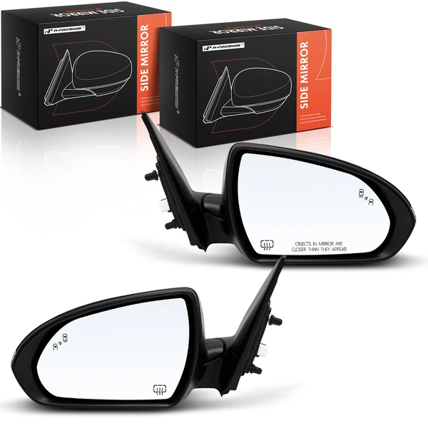 Driver & Passenger Mirror, with Heating, Power Adjustment, Manual Folding, Smooth Black A-Premium APMI2238TW