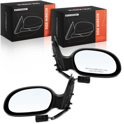 2 Pcs Driver & Passenger Smooth Black Mirror with Power Glass Adjust