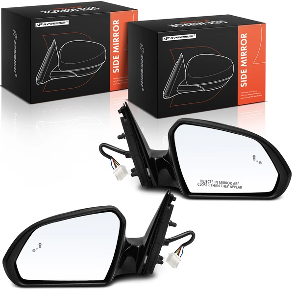 Driver & Passenger Mirror, with Heating, Power Adjustment, Manual Folding, Smooth Black A-Premium APMI2239TW