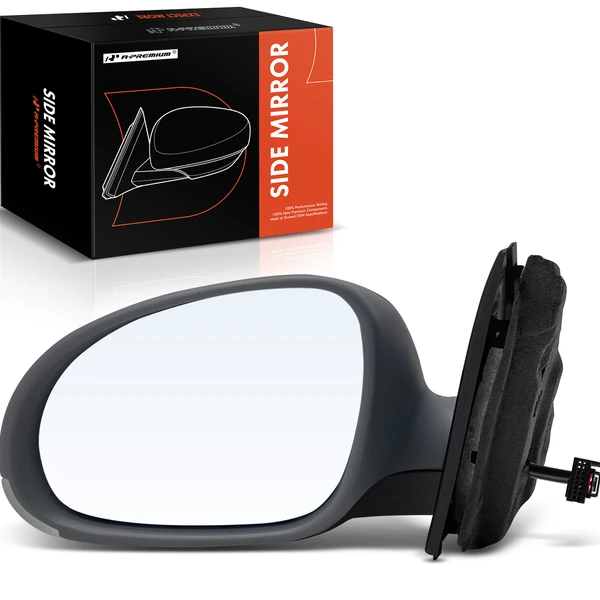 2005-2010 Volkswagen Jetta Left Driver Side Mirror, with Heating, Power Adjustment, Manual Folding, Primed Gray A-Premium APMI495