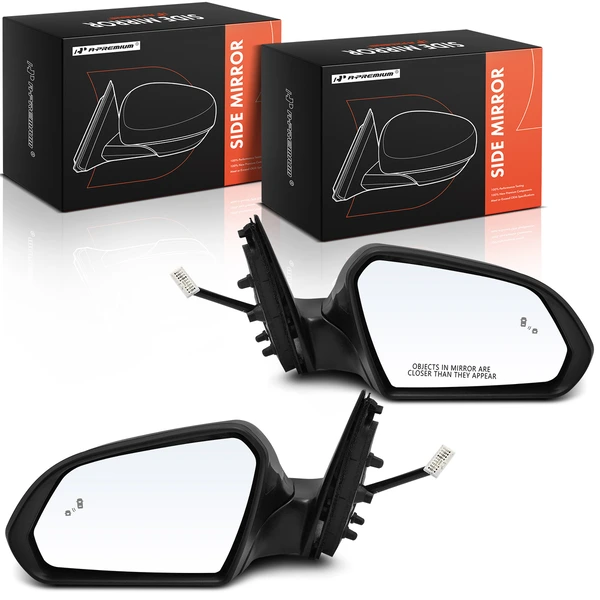 Driver & Passenger Mirror, Power Adjustment, Manual Folding, Smooth Black A-Premium APMI2243TW