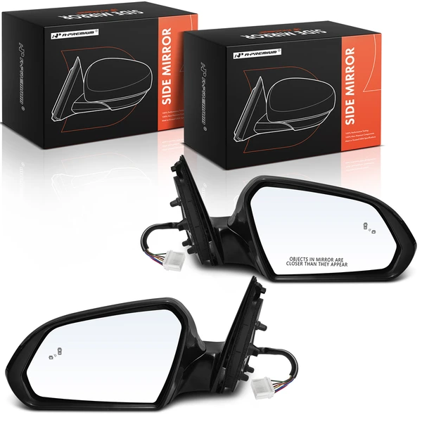Driver & Passenger Mirror, with Heating, Power Adjustment, Manual Folding, Smooth Black A-Premium APMI2245TW