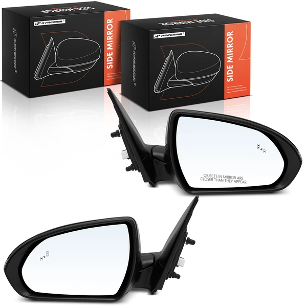Driver & Passenger Mirror, with Heating, Power Adjustment, Manual Folding, Smooth Black A-Premium APMI2241TW