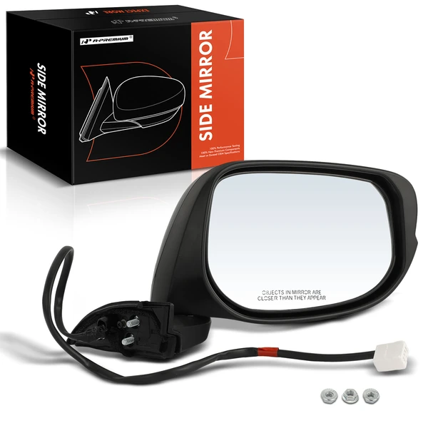 2009-2014 Honda Fit Right Passenger Side Mirror, Power Adjustment, Manual Folding, Black A-Premium APMI340