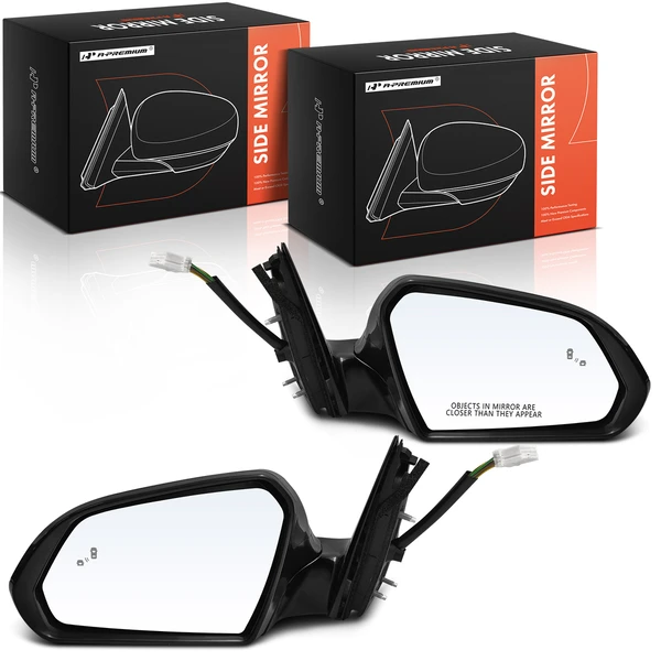 Driver & Passenger Mirror, with Heating, Power Adjustment, Manual Folding, Smooth Black A-Premium APMI2246TW