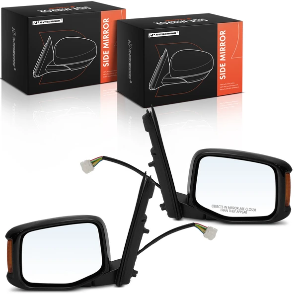 Driver & Passenger Mirror, with Heating, Power Adjustment, Manual Folding, Gloss Black A-Premium APMI2251TW