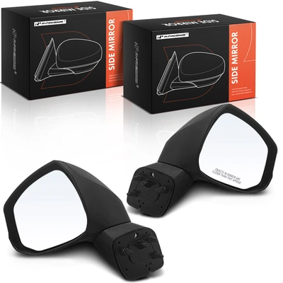 2 Pcs Driver & Passenger Black Mirror with Manual Glass Adjust