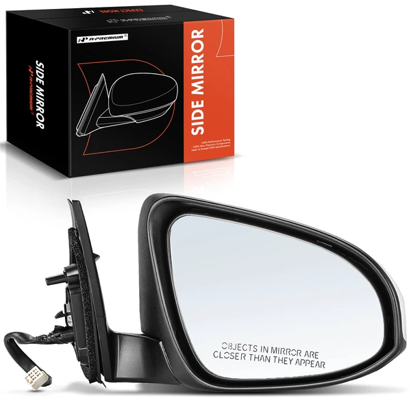 Right Passenger Side Mirror, Power Adjustment, Manual Folding, White & Black A-Premium APMI124