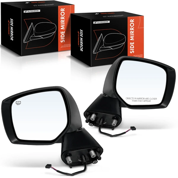 Driver & Passenger Mirror, with Heating, Power Adjustment, Manual Folding, Smooth Black A-Premium APMI914TW