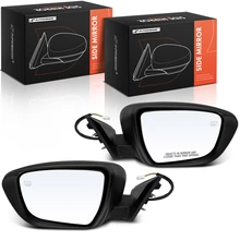 2014-2016 Nissan Rogue Driver & Passenger Mirror, Powered, with Heated, Smooth Black A-Premium APMI2260TW
