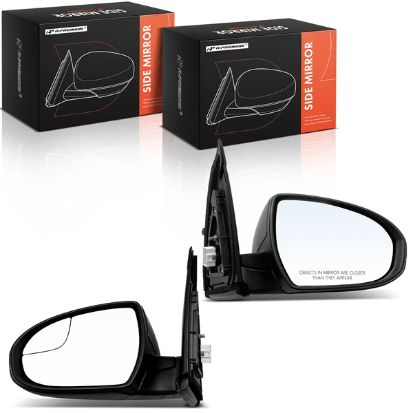 Driver & Passenger Mirror, Power Adjustment, Manual Folding, Black A-Premium APMI2262TW