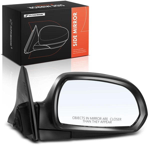 2001-2006 Hyundai Elantra Right Passenger Side Mirror, with Heating, Power Adjustment, Manual Folding, Smooth Black A-Premium APMI1845