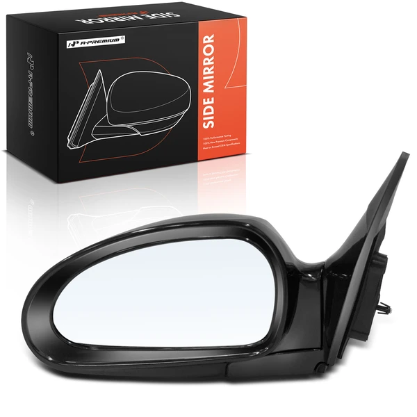 Left Driver Side Mirror, Manual Adjustment, Manual Folding, Smooth Black A-Premium APMI1849