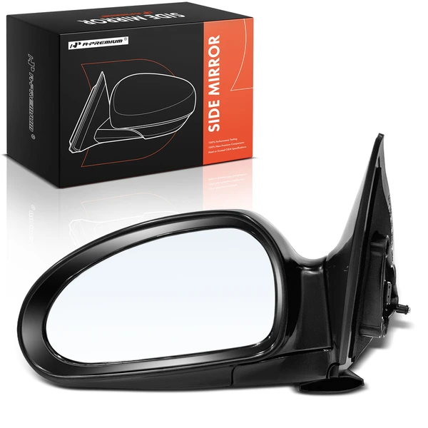 1999-2005 Hyundai Sonata Left Driver Side Mirror, Power Adjustment, Manual Folding, Smooth Black A-Premium APMI1855