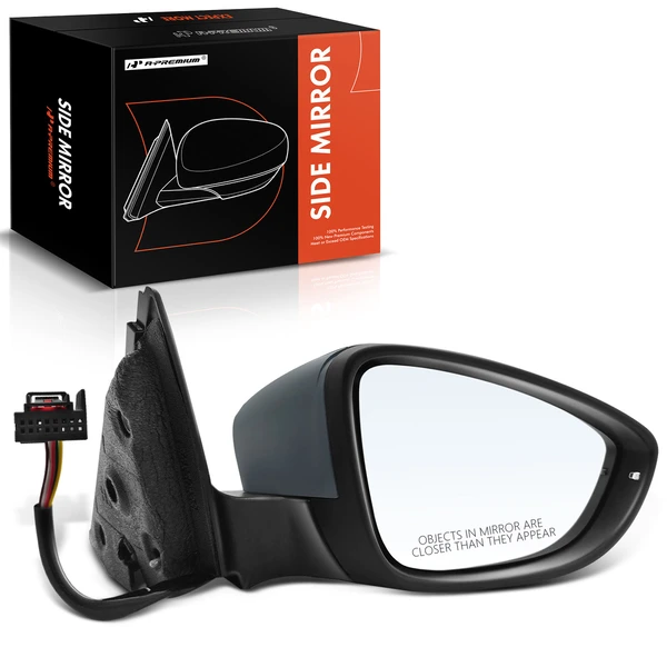 Right Passenger Side Mirror, with Heating, Power Adjustment, Manual Folding, Primed Gray A-Premium APMI917TW