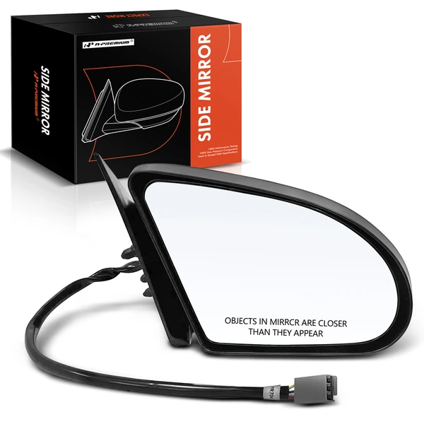 Right Passenger Side Mirror, Power Adjustment, Manual Folding, Primed Black A-Premium APMI1870