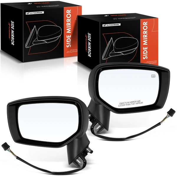 Driver & Passenger Mirror, with Heating, Power Adjustment, Manual Folding, Smooth Black A-Premium APMI919TW