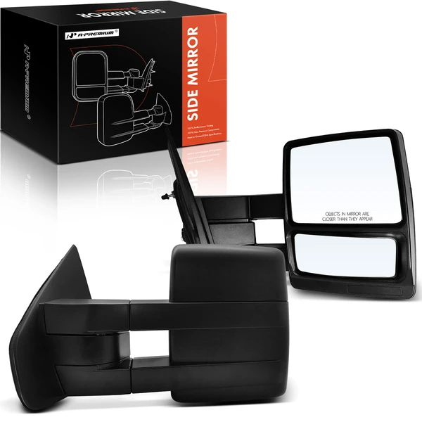 Driver & Passenger Mirror, Manual Adjustment, Manual Folding, Textured Black A-Premium APMI2275TW