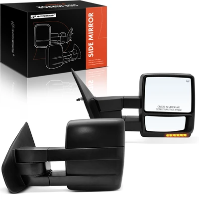 2 Pcs Driver & Passenger Textured Black Mirror with Power Glass Adjust