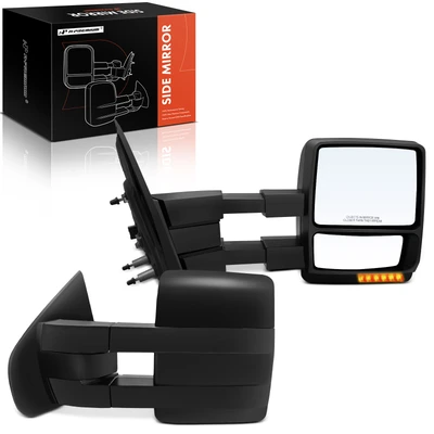 2 Pcs Driver & Passenger Textured Black Mirror with Power Glass Adjust
