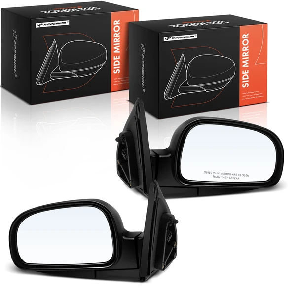 2001-2003 Hyundai Santa Fe Driver & Passenger Mirror, with Heating, Power Adjustment, Manual Folding, Smooth Black A-Premium APMI1874