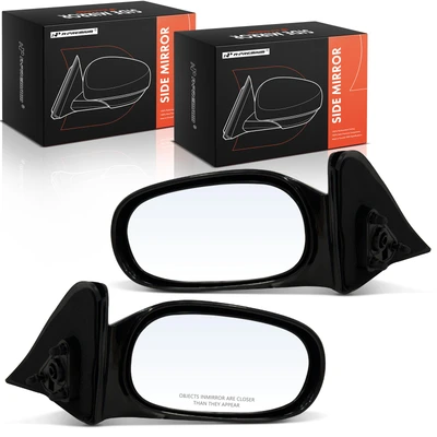 2 Pcs Driver & Passenger Black Mirror with Manual Glass Adjust