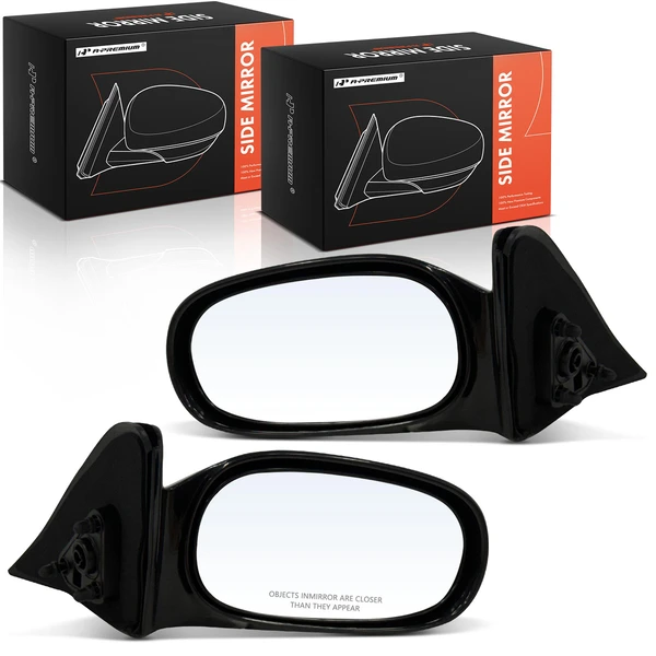 Driver & Passenger Mirror, Manual Adjustment, Non-Folding, Smooth Black A-Premium APMI1884