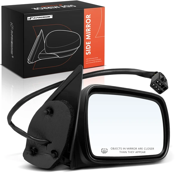 1996-1998 Jeep Grand Cherokee Right Passenger Side Mirror, with Heating, Power Adjustment, Manual Folding, Smooth Black A-Premium APMI1889