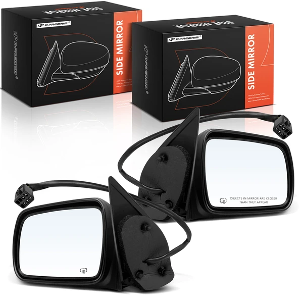 1996-1998 Jeep Grand Cherokee Driver & Passenger Mirror, with Heating, Power Adjustment, Manual Folding, Smooth Black A-Premium APMI1890