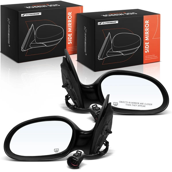 1996-1999 Ford Taurus Driver & Passenger Mirror, Powered, with Heated, Smooth Black A-Premium APMI1886