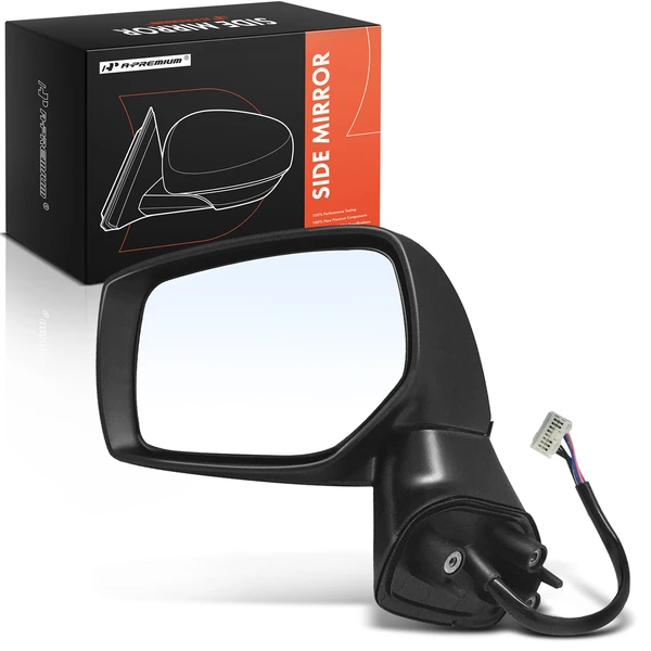 Left Driver Side Mirror, with Heating, Power Adjustment, Manual Folding, Smooth Black A-Premium APMI513