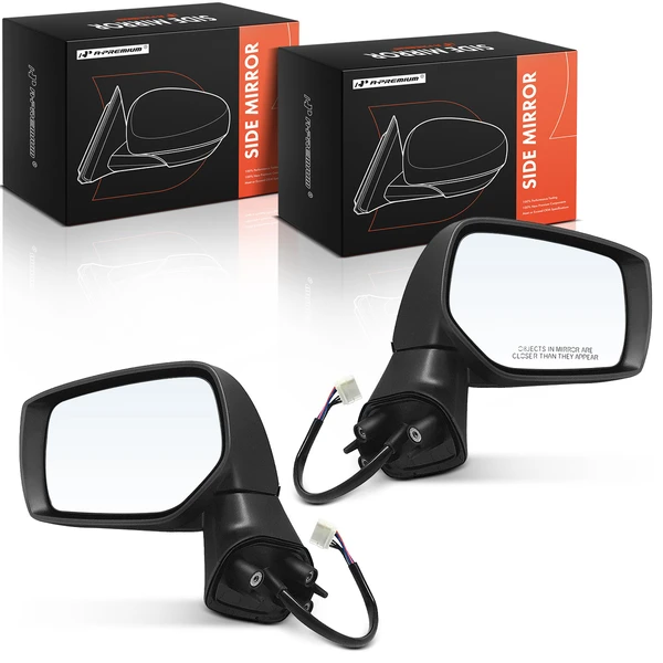 Driver & Passenger Mirror, with Heating, Power Adjustment, Manual Folding, Smooth Black A-Premium APMI927TW