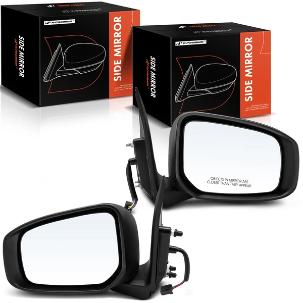 2017-2022 Mitsubishi Mirage G4 Driver & Passenger Mirror, Power Adjustment, Manual Folding, Primed Black A-Premium APMI928TW